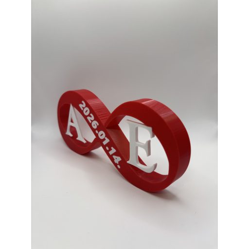Egyedi végtelen jeles páros dísz - Valentin-napi ajándék kezdőbetűkkel és dátummal