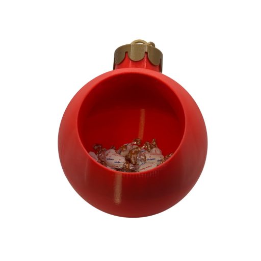 Asztali gömb alakú karácsonyi tároló - piros/arany (14 cm)