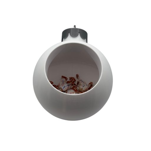 Asztali gömb alakú karácsonyi tároló - fehér/szürke (14 cm)