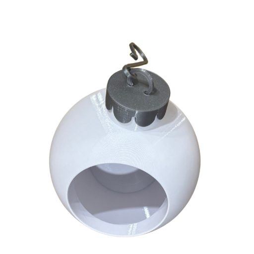 Asztali gömb alakú karácsonyi tároló - fehér/szürke (14 cm)